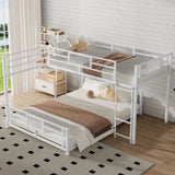 L-shaped Metal Twin over Full Size Bunk Bed, White N709P196510K