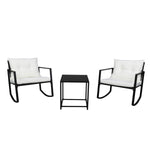 ZUN Single 2pcs Coffee Table 1pc Exposed Rocking Chair Three-Piece Set Black 86452493