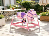 ddler Pink Spring Ride-On Horse Plush Rocking Horse with Sounds & Foot Stirrups, for Kids 3-8Years 08480929