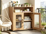 Natural Modern Engineered Wood Bathroom with Open Compartment, Anti-Toppling Tall Storage 43957828