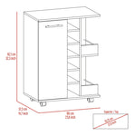 ZUN Bar Cart, Two External Shelves, Four Casters, Six Built-in Wine Rack, Single Door Cabinet -Light Oak B07091827