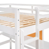 ZUN Twin size Loft Bed with Desk and Writing Board, Wooden Loft Bed with Desk & 2 Drawers Cabinet- White 69005243