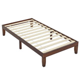 Basic bed frame, painted pine wood, brown, twin size, 189*96.5*30.5cm, wooden bed, single bed 66496405