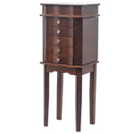 ZUN Standing Jewelry Armoire with Mirror, 5 Drawers & 6 Necklace Hooks, Jewelry Cabinet Chest with Top 95157130