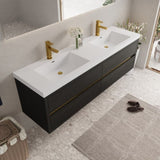 72" Wall-Mounted Bathroom Vanity with Sink, Floating Bathroom Storage Cabinet with Stone Resin W1573P264345