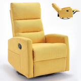 Manual Recliner Chair with Rocker and Swivel in Fabric for Living Room, Yellow W3224P289295