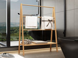 Bamboo Ladder Towel Rack with Storage Shelf 20210408