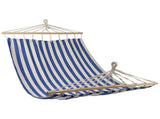 Striped Macrame Quilted Two Person Double Hammock - 9' x 56" - Blue and Cream 41777419