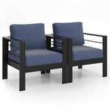 Aluminum Outdoor 2 Pcs Sofa Patio Couch, All-Weather Metal Outdoor Couch with 5" Thick and Soft B082P232957