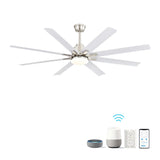 ZUN 66 Inch Low Profile Ceiling Fan with Dimmable Lights and Smart Remote Control 6 Speed Reversible W934P147098