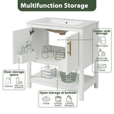 30-Inch White Bathroom Vanity with Ceramic Sink and Versatile Storage - Ideal for Small Bathrooms WF325888AAK