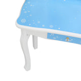 Children's Wooden Dressing Table Three-Sided Folding Mirror Dressing Table Chair Single Drawer Blue 02718254
