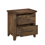 Classic Transitional Design Nightstand Burnished Finish Solid Rubberwood Bedroom Side Table Rustic B01146196