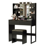 Black particleboard with a melamine finish, 2 drawers, 4 shelves, a dressing table set with 10 12668950