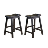 Black Finish 24-inch Counter Height Stools Set of 2pc Saddle Seat Solid Wood Casual Dining Home B01151975