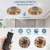 ZUN Rattan Ceiling Fan with 5 Bulbs W2738P242331