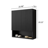 TOBI 26" Wall-Mounted Striped Bathroom Cabinet, with Doors, Shelf and Open Storage Compartment Over W2615P279441