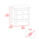 Windsor 2-Drawer Nightstand White B06280041