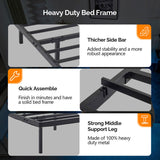 Black Full Size Floating Platform Metal Bed Frame - 14 Inch Height, Built-in LED Strip Light & Power 34890948