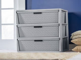 Wide 3 Drawer Tower, Plastic Storage Organizer with Removable Decorative Bins, Easy to Assemble - No 52689798