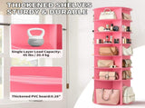 7-tier, 360&deg rotating wood-plastic composite shoe rack, 60*60*184cm, pink 24690720