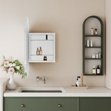 20x34 Inch Oval Recessed Medicine Cabinet, Metal Framed Bathroom Wall Cabinet with Mirror and W1435P201161