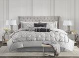 7-Piece King 100% Polyester Pieced Pleated Tufted Comforter Set B035P463170