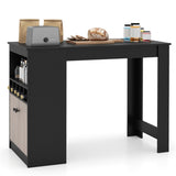 48 inch black kitchen bar table with storage cabinet and wine rack 54512743