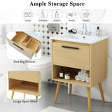 24" Bathroom Vanity with Sink Combo, Multi-functional Bathroom Cabinet with Drawer, MDF Board, N725P176330N