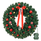 ZUN 24in Pre-lit Battery Powered Christmas Wreath, Lighted Artificial Xmas Wreath with 50 Warm Lights 43039127