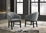 Haven Set of 2 Gray Fabric Barrel Dining Chair with Black Finish Legs B061P291337