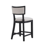 26.5" Counter Stools Set of 2, Upholstered Counter Height Bar Stools with Comfy Back, Solid Rubber 72643.00BGECHOC