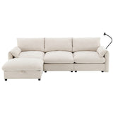 96.5'' Chenille Sectional Sofa with Storage Ottoman and Pockets,Adjustable Phone Holder,Wide,4 36397100