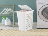 Slim Laundry Hamper, Plastic, Lift-top Lid and Integrated Handles, White, 4 Count 97378403