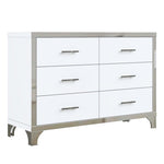 ZUN Elegant High Gloss Dresser with Metal Handle,Mirrored Storage Cabinet with 6 Drawers for N733P205355K