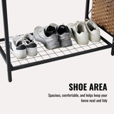 Acacia Wood Garment Racks with Shelves 2 Wicker Drawers and 4 Hooks Heavy Duty Closet Organizer for W2391P289978