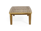 Outdoor Acacia Wood Rectangular Patio Coffee Table, Sturdy Slatted Side Table for Porch, Garden, 70336.00