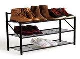 27" Wide Foldable Metal Shelf / Shoe Rack, Powder Coated Black Paint & 3 Tiers 91832408