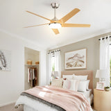 ZUN 52 Inch Modern Ceiling Fan with Dimmable LED Light and Remote Control 5 ABS Blades 3 Color W934P230375