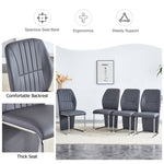ZUN A set of 4 dining chairs, gray dining chair set, PU material patterned high backrest seats and W1151P154024