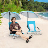 2 Pack Blue Umbrella Chair for Adults with Adjustable ParasolPortable Backpack Beach Chair 77774578