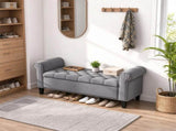 50" Storage Bench with Rolled Arms & Button Tufted Seat, End of Bed Bench with Wood Legs 62954780