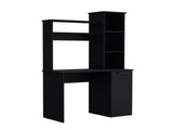 Muncy Computer Desk with Ample Work Surface, Hutch Storage and Single Door Cabinet with 3-Tier B097133101
