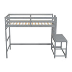 ZUN Twin Size High Loft Bed with Ladder landing Platform, Ladders, Guardrails,Grey W504119724