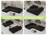 Black Modular Corduroy Sectional Sofa with Chaise Lounge, All-Foam Deep Seat Couch, Soft Wide-Wale 17630337
