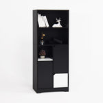 ZUN Multifunctional Open Storage Space Bookcase with Doors and Drawer, Black & White, Modern Style W409P171389