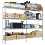 ZUN 58''W Adjustable Storage Shelves 1200LBS NSF Wire Shelving Unit 4 Tier Metal Shelving for Storage 17635992