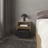 Saxon Nightstand with a Drawer and Open Storage, Natural Oak B128P263722