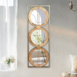 3 Mirror Piece Wall Mirror in Gold Rectangular Frame, Home Wall Decor for Bedroom Living Room, W2078124321