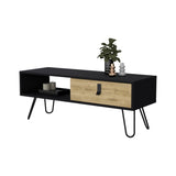 ZUN Black and Macadamia Hairpin Legs Coffee Table B062P175178